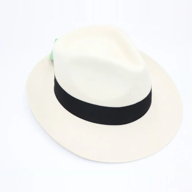 ND111 Unisex Adult Australian Wool Fedora Hat Gentleman's Wide Band Felt Top Hat Formal Style for All Seasons