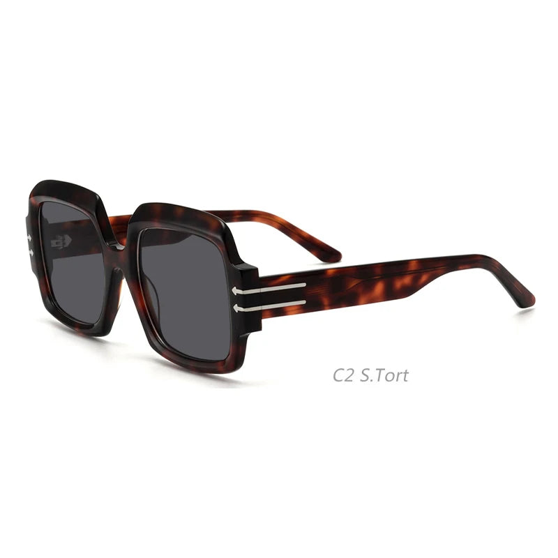 Large square Design Men's Polarized Lens Acetate Sunglasses Hommes Lunettes De Soleil