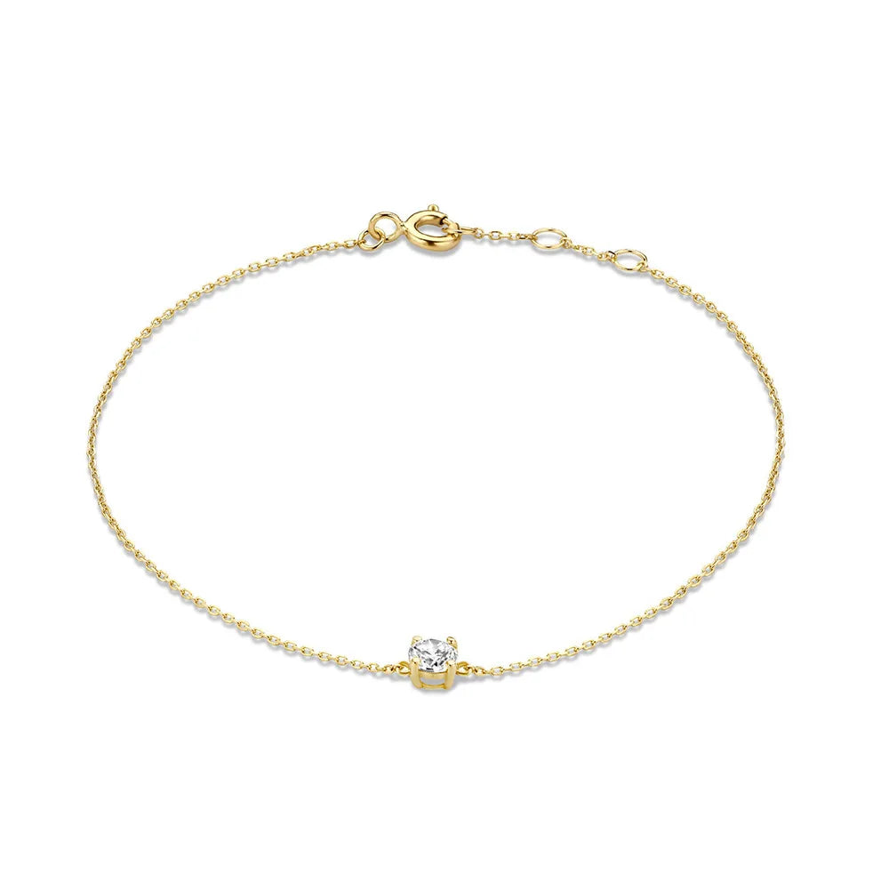 Dainty 925 Sterling Silver Heart Hollow Chain Bracelet Claw Setting Zircon Charm Bracelet for Women