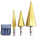 LAIWEI Hexagonal Shaft Trapezoidal Drill Bit Set 3-Piece Reamer Drill Bit with Storage Bag