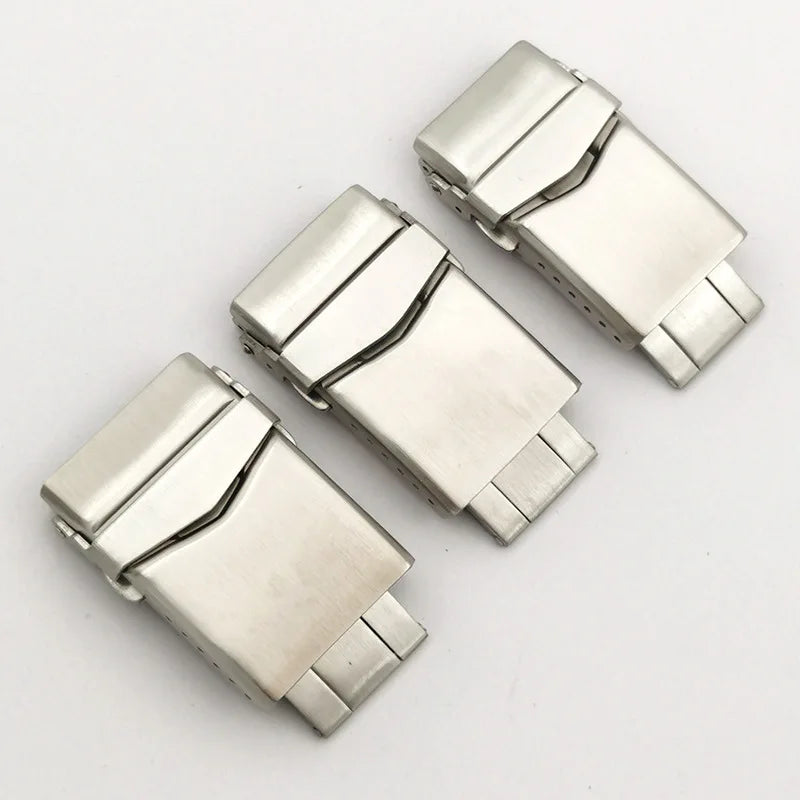 20mm 22mm 24mm Polished Brushed 316L Stainless Steel V-Shape Silicone Metal Diver Watch Clasp Buckle Luxury Band Strap Clasp