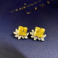 Fashion Earing Trend 2020 Luxurious Vintage Fancy Design Gold  Women 925 Silver square Diamond Stud Earrings