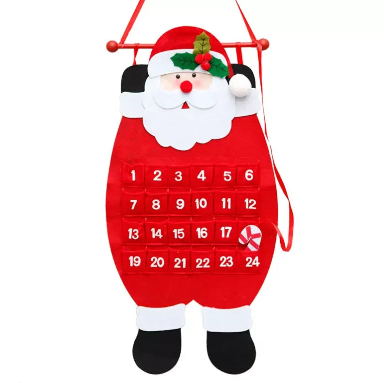 Hot Selling Christmas Advent Calendar Felt Tree Ornaments Countdown Decorations Wall Door Santa Claus Calendar