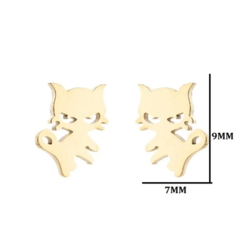 Wholesale Tiny Cat Charm Stainless Steel Stud Earrings Jewelry Earring Women China Manufacturer Supplier