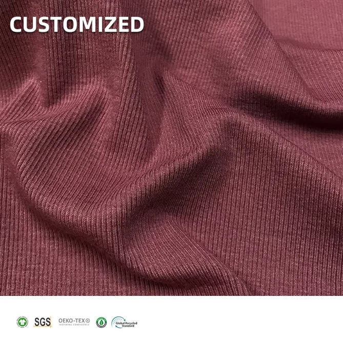 OEKO-TEX Certified 100% Bamboo Organic Cotton Spandex 220 GSM 2x2 Rib Fabric Anti-Bacteria Moisture-Absorbent Stretch Features