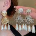 Gold Plated Plastic Water Droplet Tassel Earrings Retro Palace Bohemia Style Fashionable Exquisite