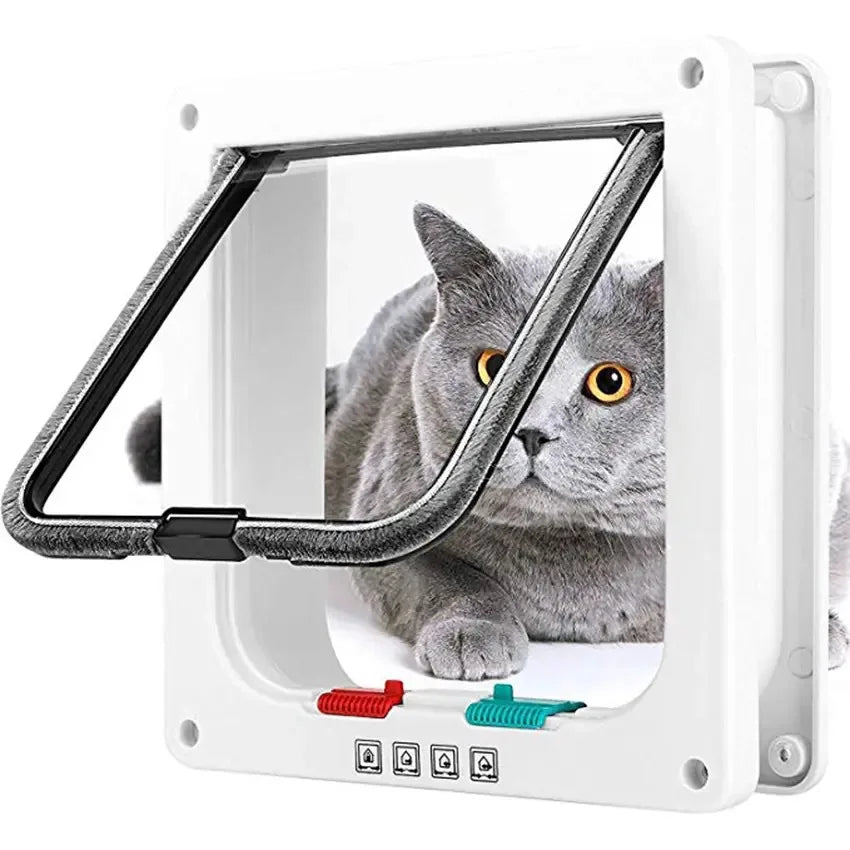 Plastic Pet Door Two-Way Cat Door for Freely Entering/Exiting Controllable Opening/Closing Direction