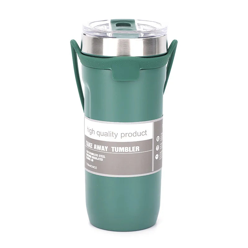 Custom Double Wall Stainless Steel Tumbler Travel Coffee with Lid with Silicone Handle