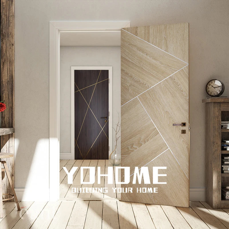 Yohome Custom or Standard China Wholesale China Wood Door Modern Latest Teak Walnut Oak Wood Door Designs Interior Flush Door