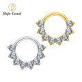 Right Grand ASTM F136 Titanium CZ Cartilage Hoop Earring 16G Septum Hoop Nose Ring Tragus Helix Daith Hinged Clicker Piercing