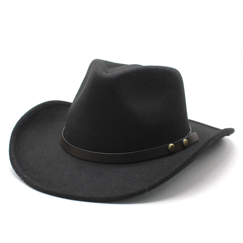 New Wholesale Black White Pink Felt Cowboy Unisex Light up Fedora Felt Cowboy Hat for Man Women Summer Hats Winter Made Mexico