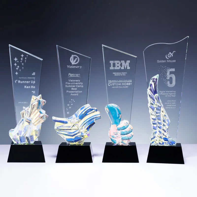 Factory Direct Custom Plated Resin Blade Row K9 Crystal Trophy