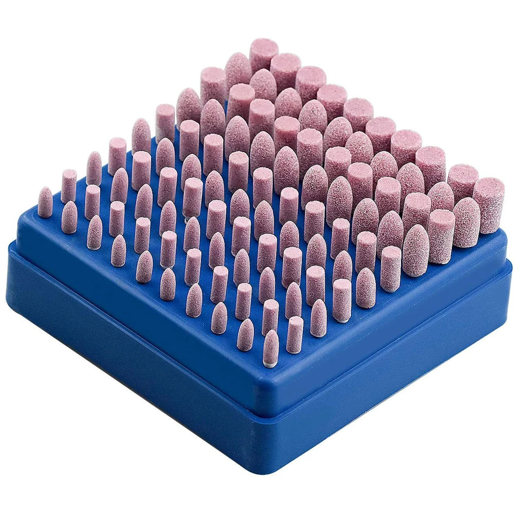 100pcs/Set 1/8" Shank Abrasive Mounted Stone Grinding Wheel Head Rotary Tool Kit