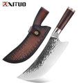 XITUO 8 Inch Butcher Knife High Carbon Steel Handmade Forging Kitchen Hunting Cooking Knives Custom logo With Leather Sheath