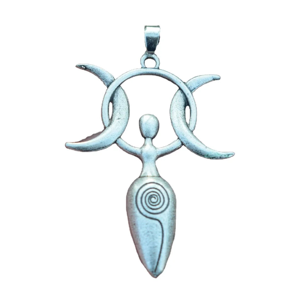 Woman Spiral Goddess Necklace of Fertility Triple Moon Wiccan Jewelry