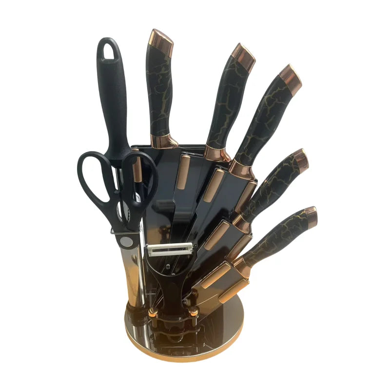 Wholesale Stainless Steel Knife Set 9 Pieces Non-stick Household Kitchen Chef Knife Set with Acrylic Knife Holder