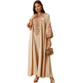 Autumn/Winter 2024 Women's Polyester Muslim Dress Embroidered Rope Embroidered Robe for Spring Season