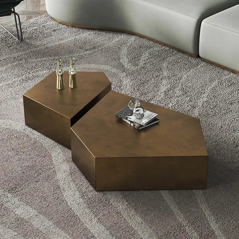 Minimalist Living Room Furniture Metal Center Coffee Table with Drawers Modern Luxury Glass Coffee Table