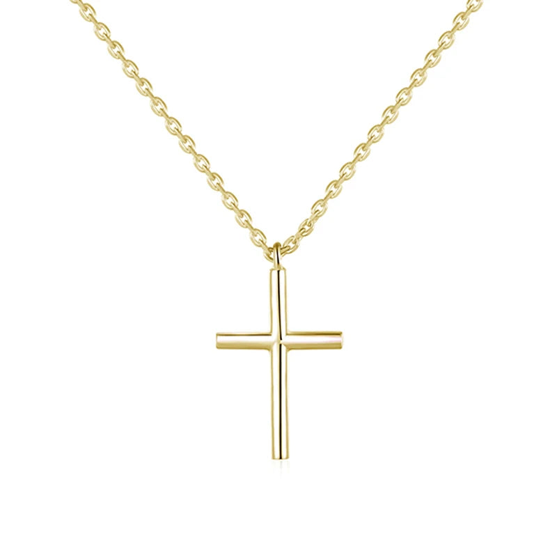 Cross Charm Necklace Jewelry 18k Gold Plated Cross 925 Sterling Silver Chain Necklace