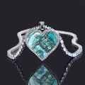 Turtle Heart Pendant Zinc Alloy Silver Rhinestone Cute Ocean Animals Box Chain Necklace Unisex Anniversary