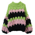 Loose Design Oversize Striped Hand Knit Thick Winter Sweater Women