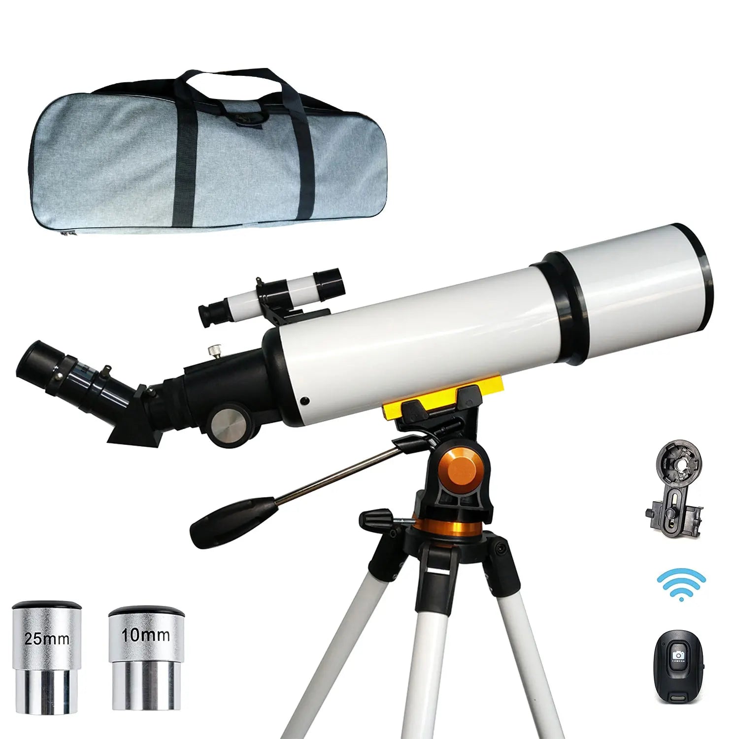 High Power Professional Astronomical Telescope 80500 20x-150x Magnification 80mm Objective Lens Aluminum Alloy Tripod for