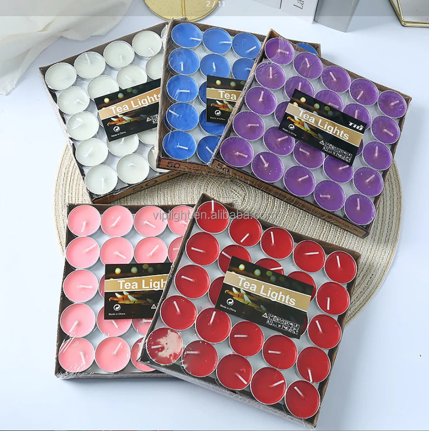 Bulk Retail Candle Factory Stock 50pcs Per Pack 8 Hours Long Burning White Vegetable Wax Tealight Candle with Competitive Price