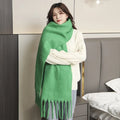 Luxury Cashmere Womens Scarf Winter Thick Warm Solid Cape Wraps Female Bandana Pashmina Long Tassel Female Foulard Thick Shawl