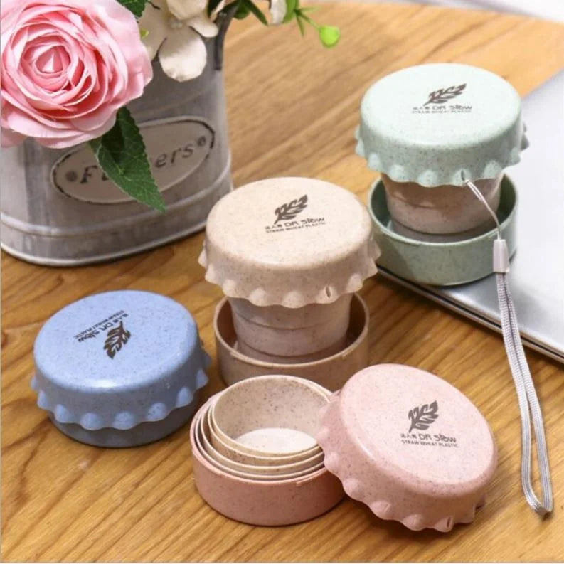 Wheat Straw Made Telescopic Folding Teacups Portable Activities Folding Water Mug Outdoor Retractable Travel Coffee Cup