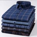 Wholesale Autumn New 100% Cotton Shirt Men's Plaid Shirt Long Sleeve Dark Men's Stand Collar Shirt