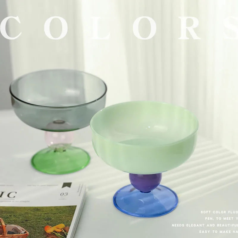 INS Style Creative Multi-color Glass Bowl Heat Resistant Fruit Salad Bowl