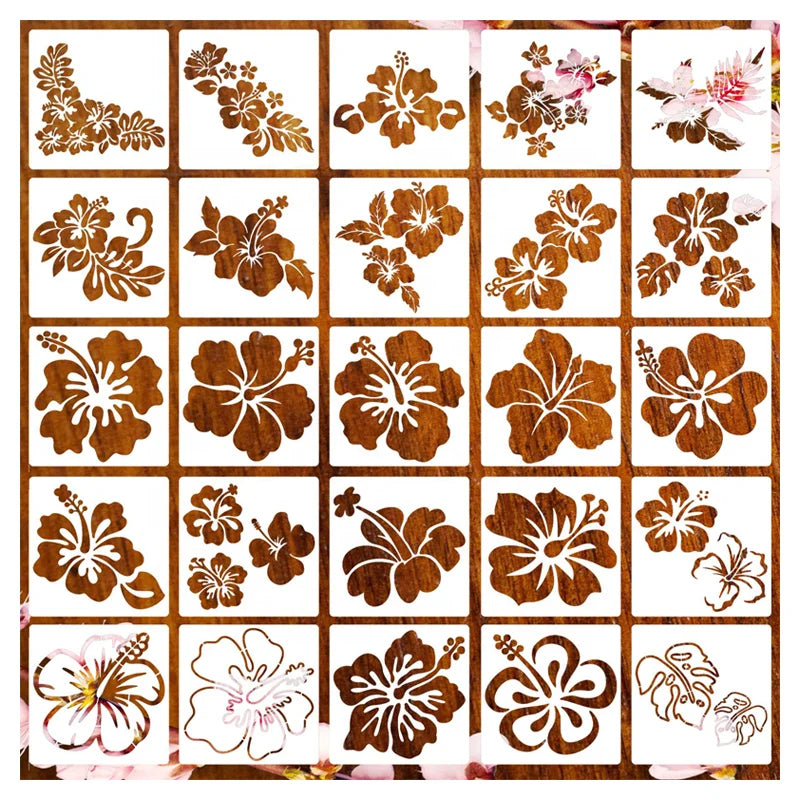 Hibiscus Flower Stencil 6inch Tropical Flower Drawing Templates for Wood Wall Porch Home Decor
