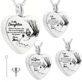 Stainless Steel Funeral Cremation Heart Pendant Necklace Keepsake Urn Perfume Necklace for Ashes Memorial Jewelry Gifts for Dad