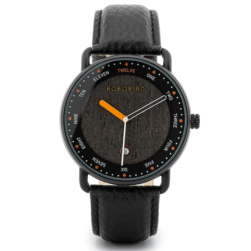 New Arrival for Top Brand Unique Men's Luxury Fashion Cartoon Antique Business Minimalist Wooden Watch Genuine Leather