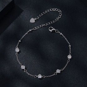 Single 0.1Carat Minimalist Jewelry Round Moissanite Bracelet Women 925 Sterling Silver Fine Jewelry Banquet Bracelet for Women