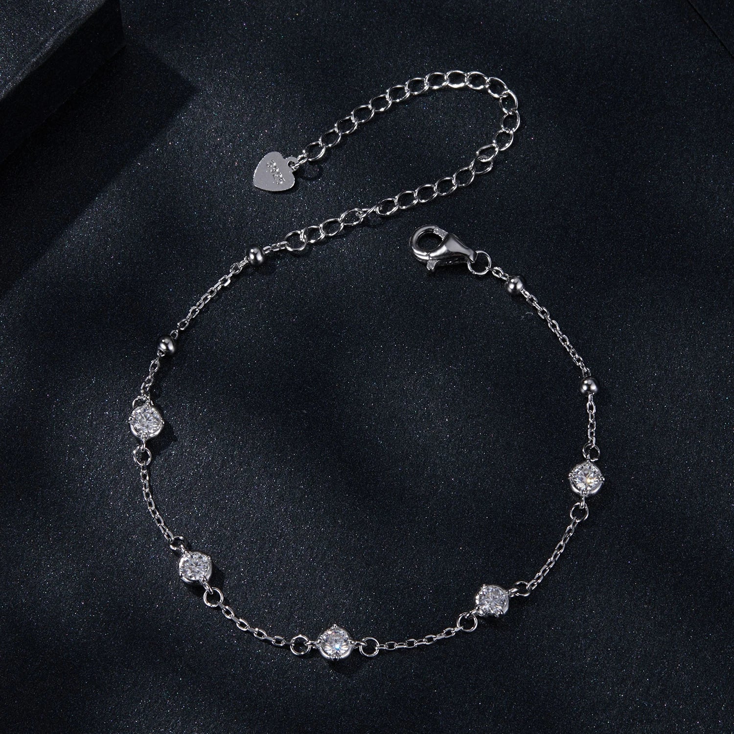 Single 0.1Carat Minimalist Jewelry Round Moissanite Bracelet Women 925 Sterling Silver Fine Jewelry Banquet Bracelet for Women