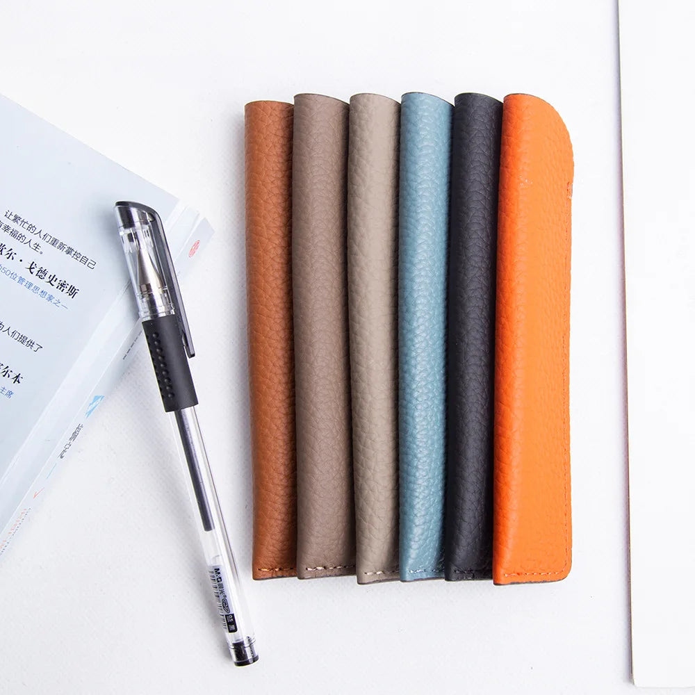 2025 New Arrival Real Leather Pen Pencil Holders Genuine Cowhider Leather Pencil case Pouch Hot Sale High Quality Pen Pouch Bags