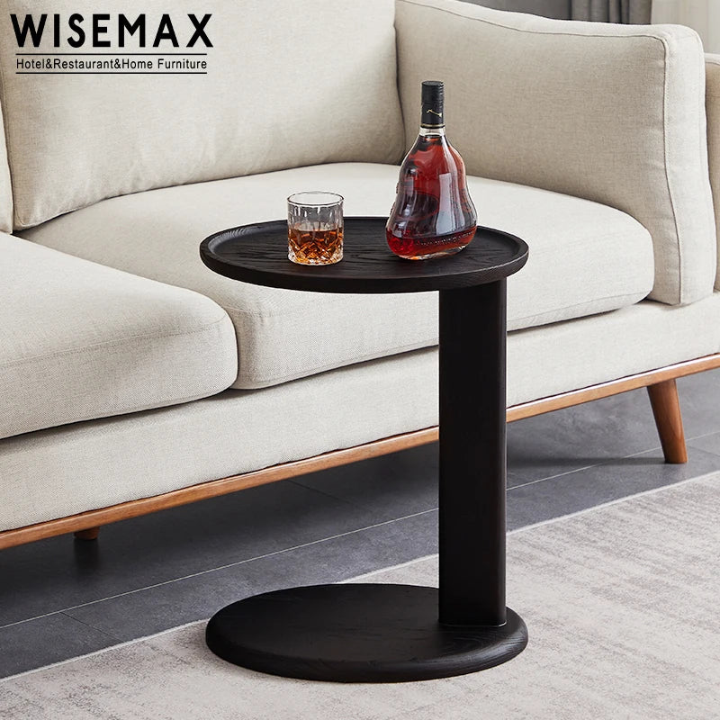 WISEMAX FURNITURE Factory Wholesale Price Solid Wood Oval Shape Coffee Table Wooden Sofa Corner Side Table for Living Room