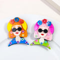 Hot Selling Custom Acrylic Brooch Fashionable Pin Colorful Flower Pink Orange Hair Sunglasses Earphones for Girls Weddings Gifts