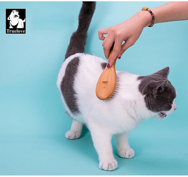 Truelove Wholesale Effective Cat Hair Remover Comb Non-slip Bamboo Grooming Deshedding Slicker Brush for Dogs Pet Accessories