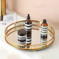 European Style Light Luxury Japandi Design Glass Metal Tray for Coffee Table Living Room Water Cup Tea Tray Ornaments Standing