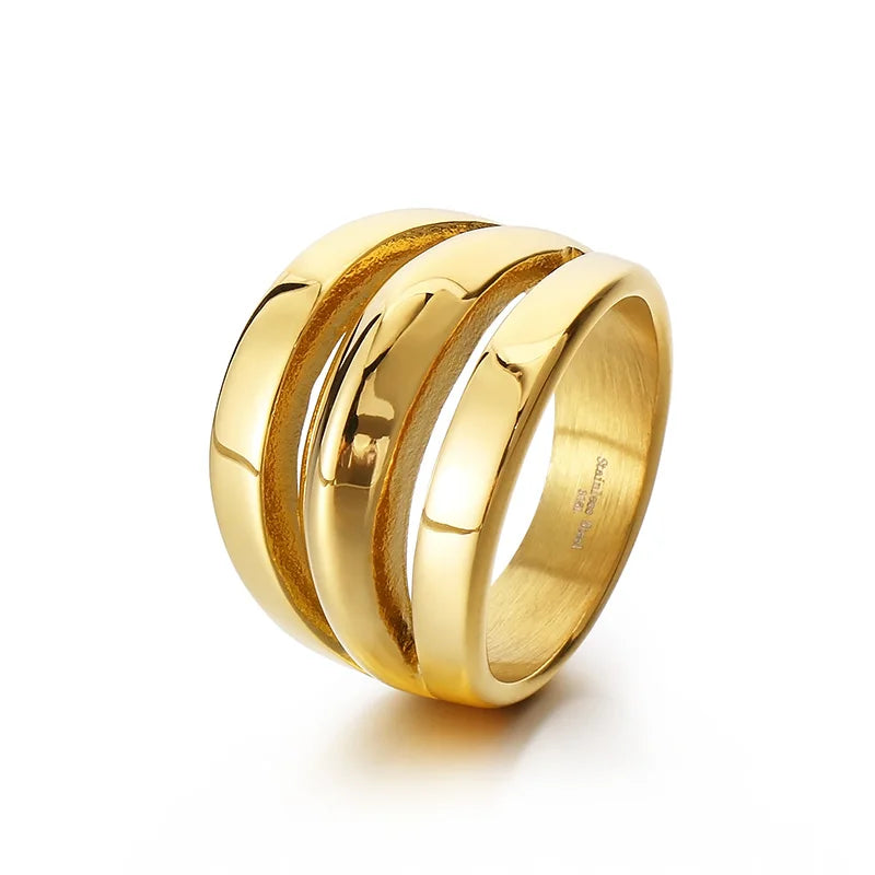 KALEN Unisex Vintage Elegant Silver/Gold Color Stainless Steel Jewelry Ring