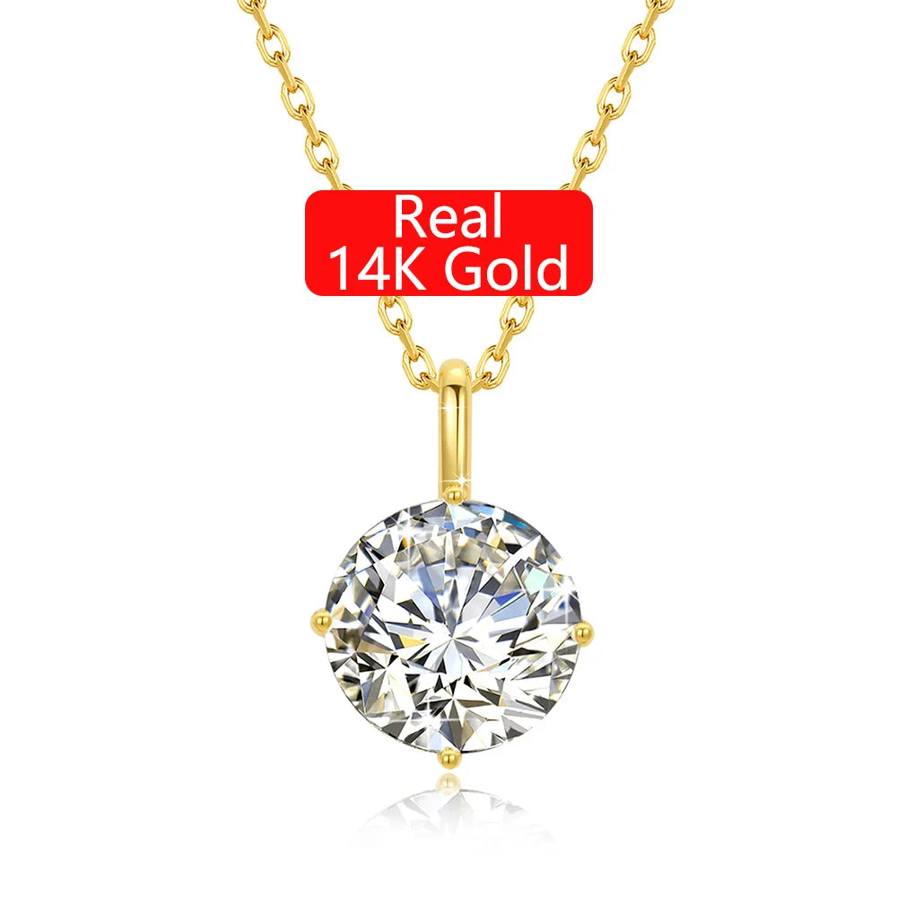 Fine Jewelry Supplier Woman Wedding New Year Gift 1ct 2ct 3ct Moissanite Hard Hollow 14K Gold Classic 4 Prong Pendant