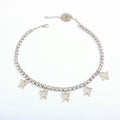 New Design Women Hips Hops Bling Rhinestone Crystal Butterfly Tennis Chain Necklace