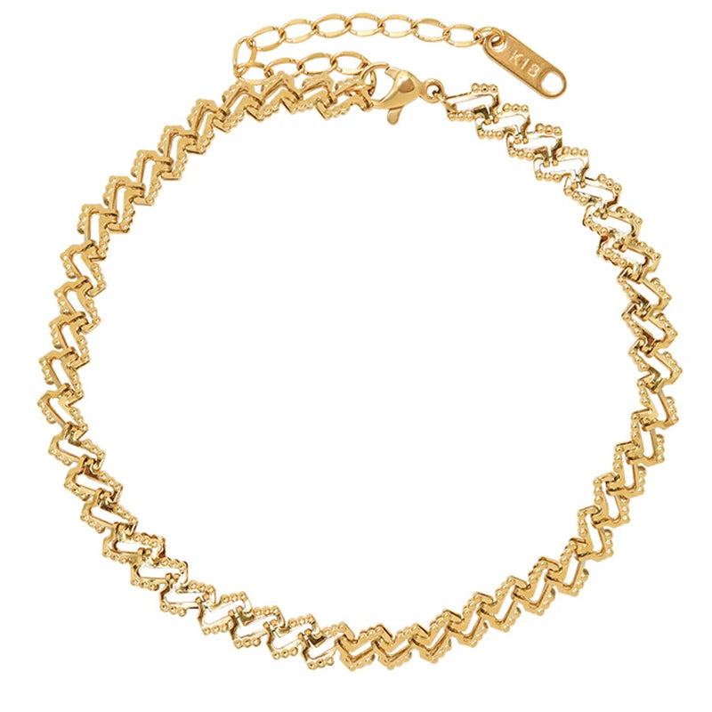 Minimalist Jewelry Handmade Simple Stainless Steel Channel Anklet Link Chain Bracelet Anklet for Women