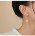 Risingmoon 2023 Fantastic Design Jewelry S925 Silver Needle Gold Chain CZ Imitation Drop Pearl Earring Dangle for Women Wedding