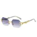 Hot Selling Retro Rimless Cheetah Decorated Sunglasses for Men Good Quantity White Pink Champagne Made Alloy Personalized Sun