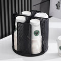 4 Compartment Rotation Coffee Cup Dispenser Storage Organizer Paper Cup and Lid Holder