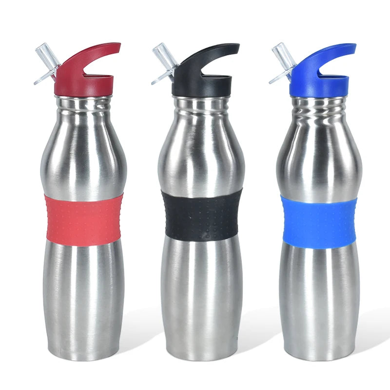 Sports Road Mountain Bottle Wholesale in Bulk 650ml Stainless Steel Water Bottle Single Wall Biking Flask Bottle with Sippy Lid