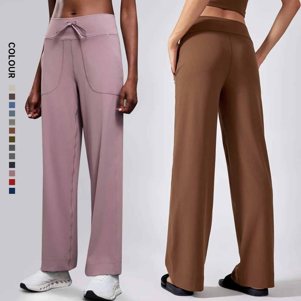 SHINBENE High End Nylon Yarn 29" Casual Drawstring Workout Elegant Yoga Pants Women's Flare Leggings